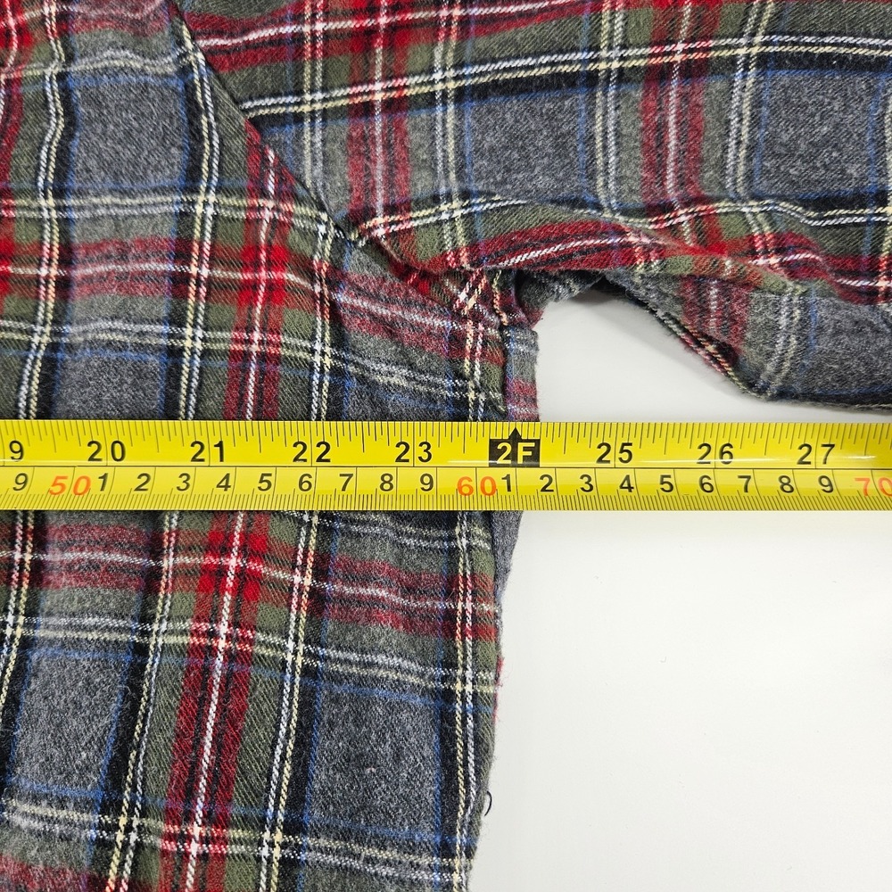 LL Bean Flannel Shirt Men Large Gray Red Plaid Traditional Fit Cotton A82 - Picture 6 of 7